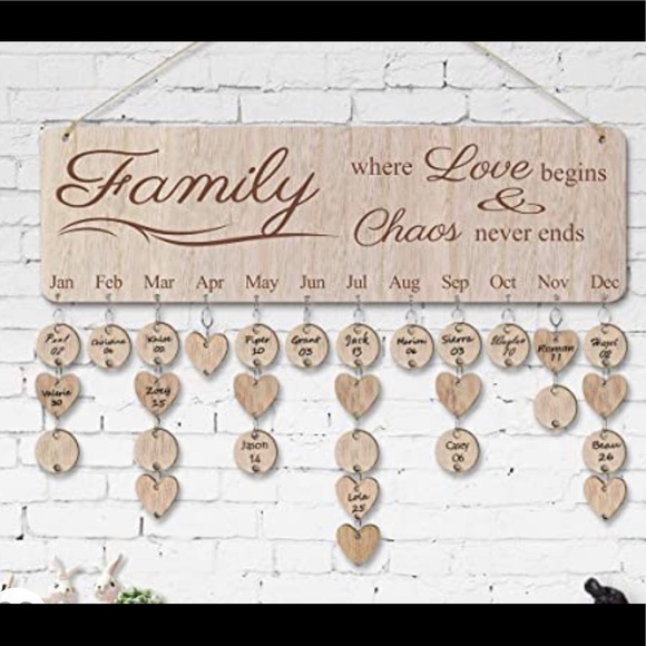Family Birthday Reminder Calendar Board Wall Hanging. DIY. NEW!!! - Picture 1 of 9
